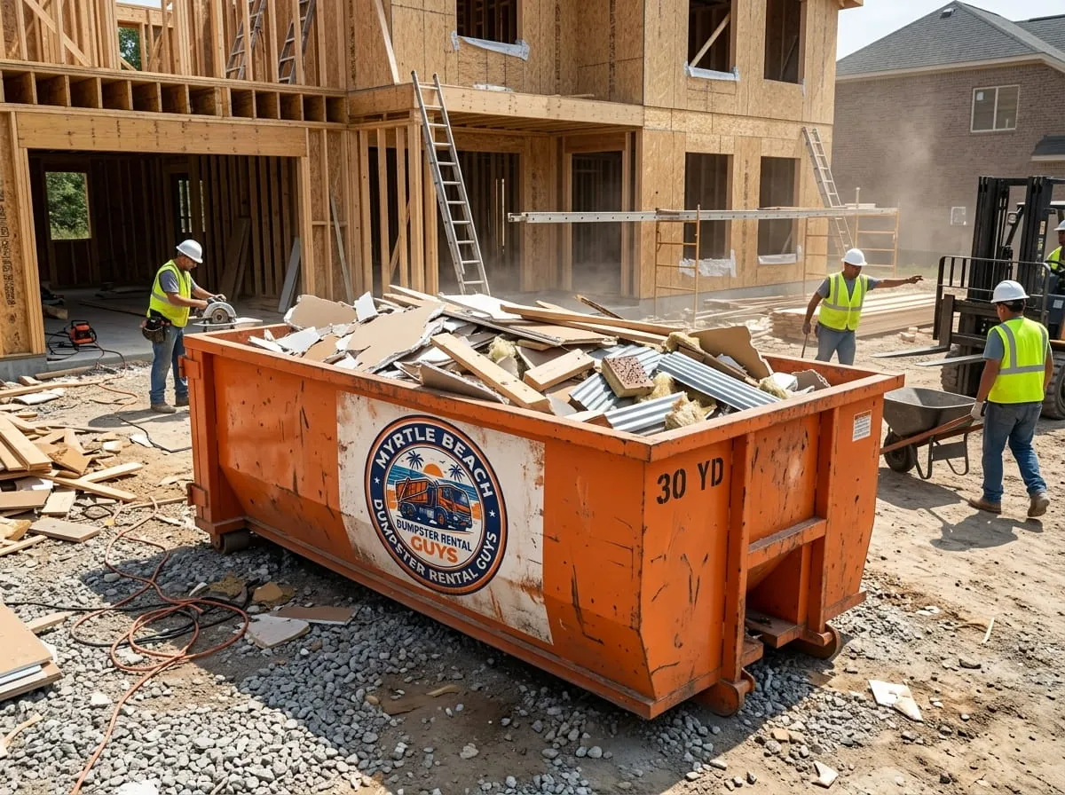 Construction dumpster at a Longs, SC job site
